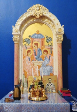 Icon of the Trinity on right side altar in the sanctuary
